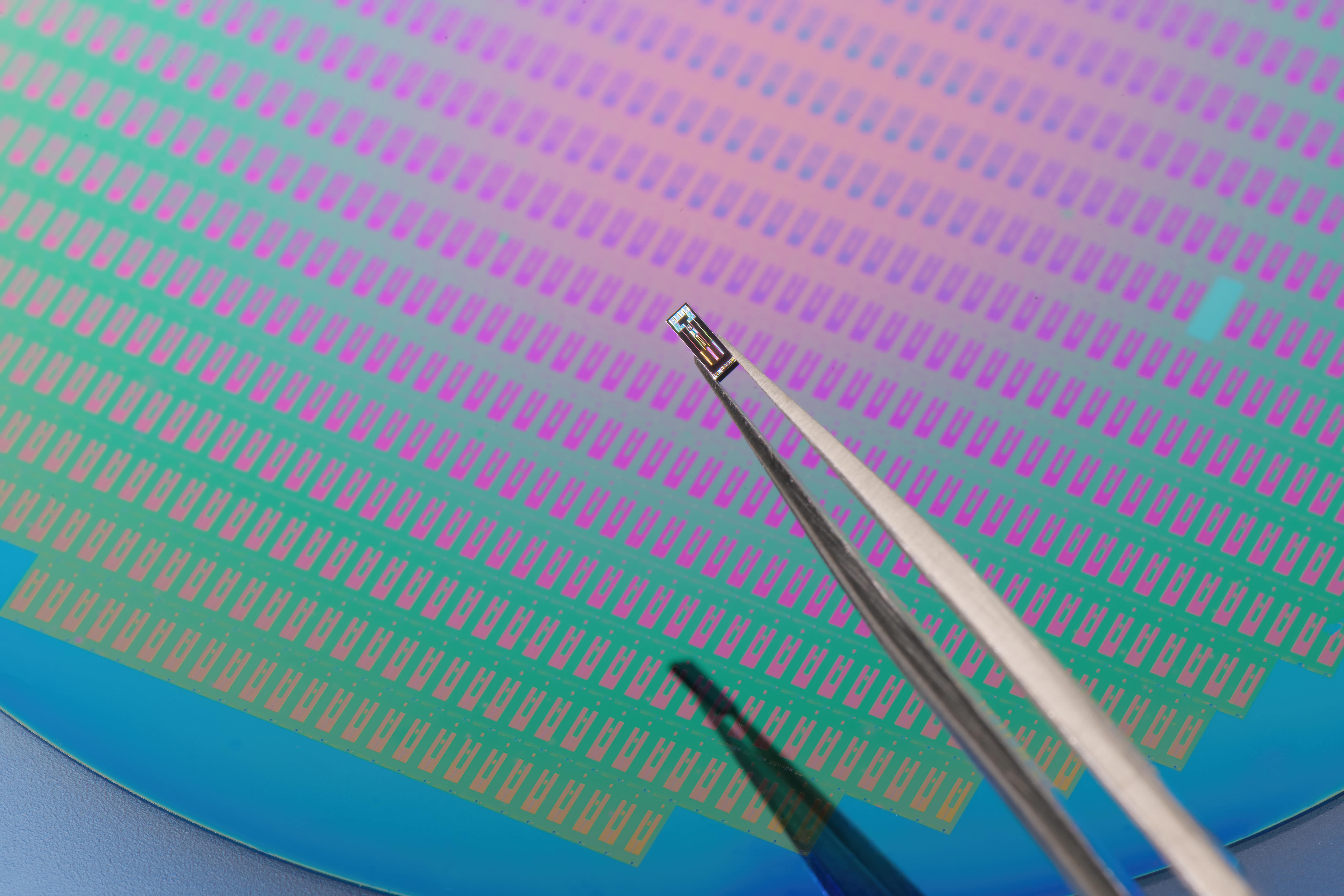 A photo of pH Sensors on a Wafer